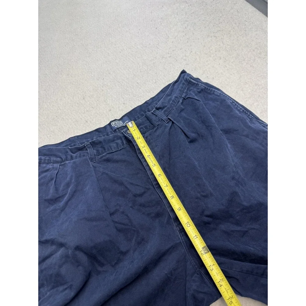 Vintage Polo Ralph Lauren Pants Mens 35x30* Blue Pleated Chino USA Relaxed Fit
